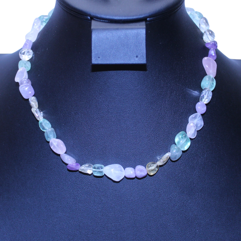 Natural Stone Necklace Amethist Quartz Prehnite Rose Quartz